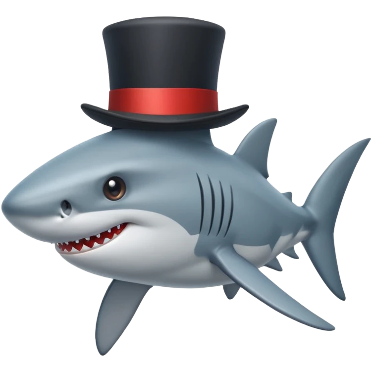 Shark with a top hat emoji