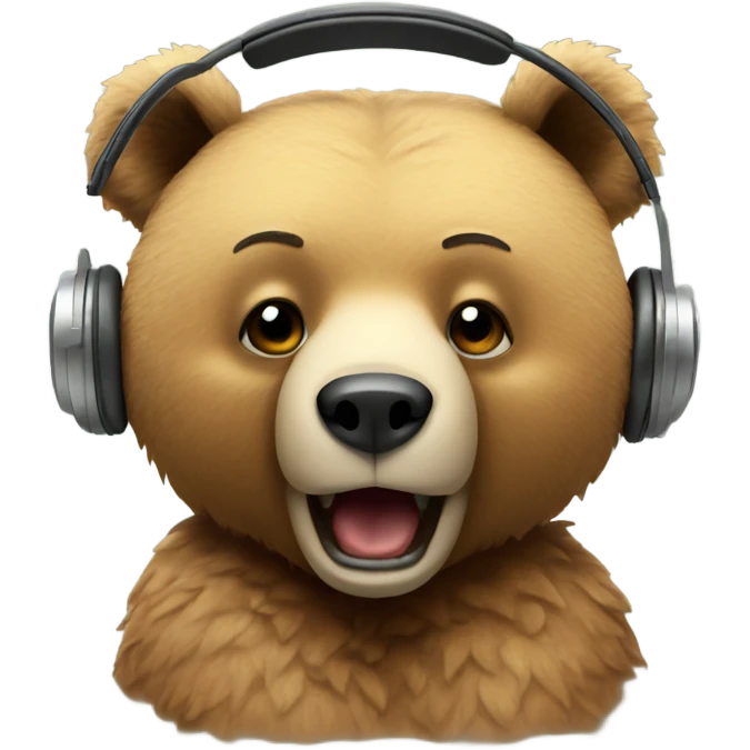 A bear with headphones on and a joint in its mouth  emoji