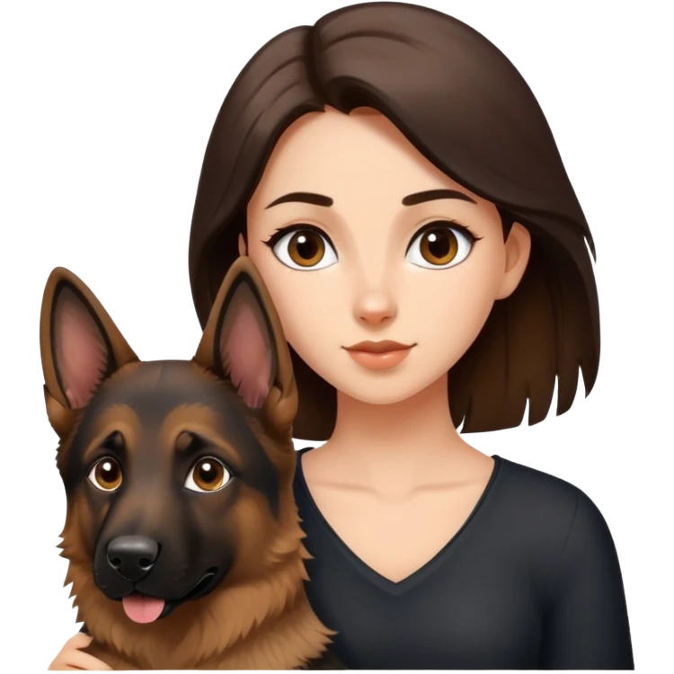 Brunette girl with german sheperd  emoji