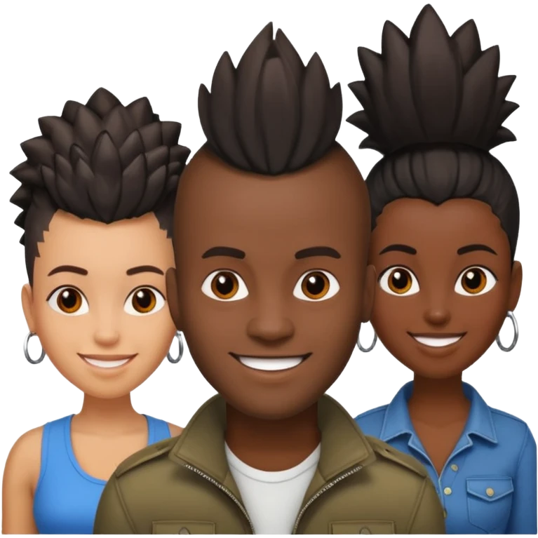 Black man with  Mohawk with black women  emoji