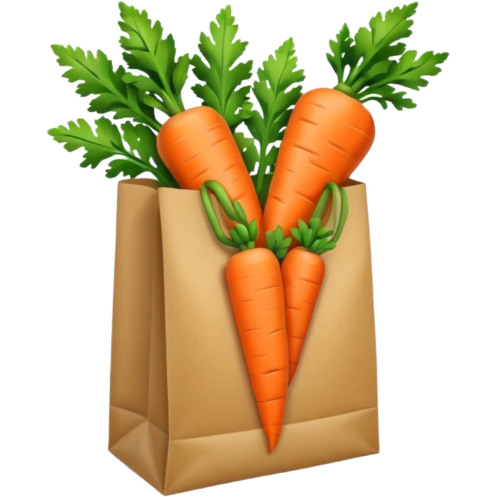 paper shopping bag with carrot. Transparent background emoji