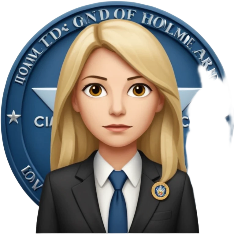 A CIA officer, looking like Carrie Mathison from the "Homeland" TV series, longer hair and CIA-like badge emoji