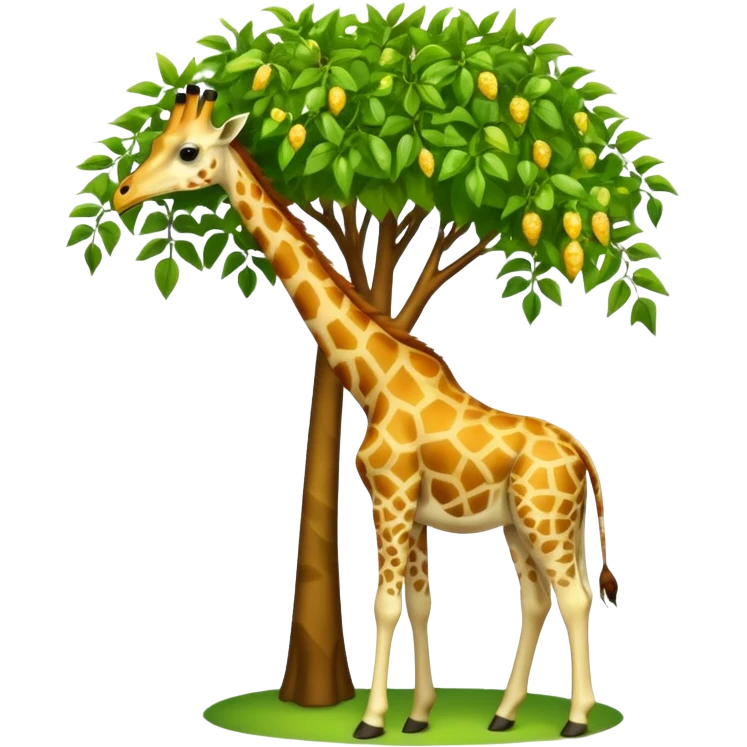 giraffe eating leaves from a tree emoji