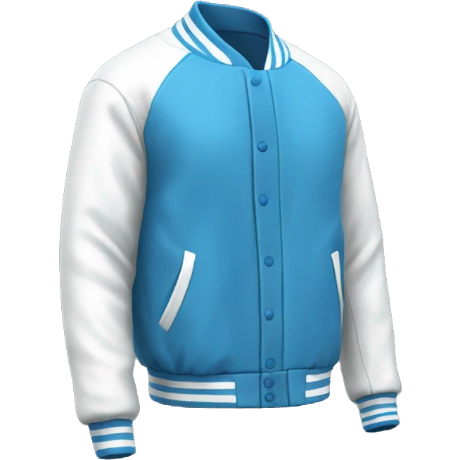 a blue baseball jacket with white sleeves piece of clothes item only emoji