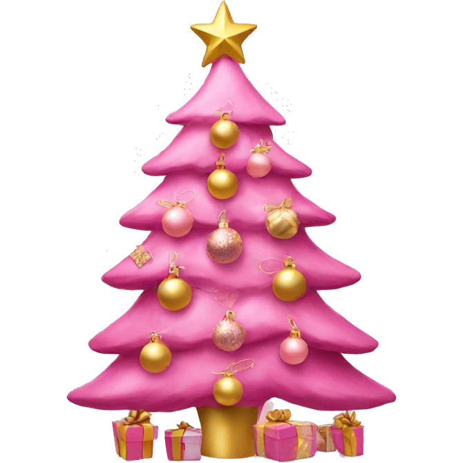 pink Christmas tree with pink and gold decorations  emoji