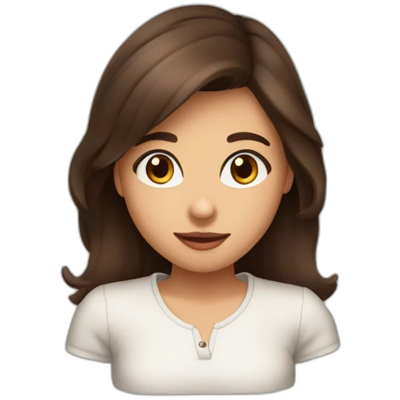 fille brune avec yeux marrons qui est amoureuse emoji