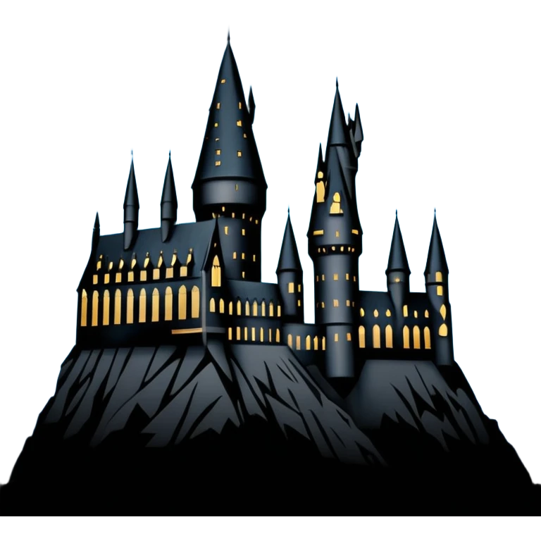 Harry Potter Hogwarts castle silhouette with stars, outlined icon emoji