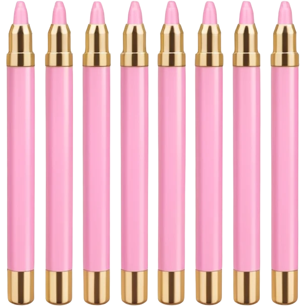 Pastel pink highlighters markers with gold metallic cap, luxury finish emoji