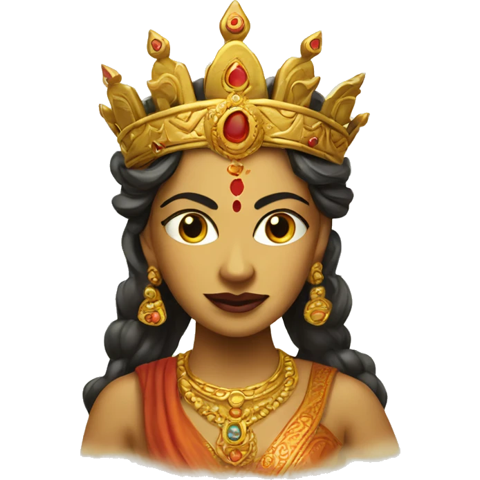 Durga Hindu Goddess face, with crown emoji
