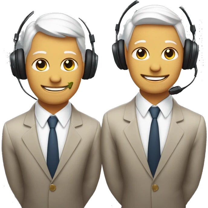 podcast with 2 smiling male cats well-dressed wearing headsets  emoji