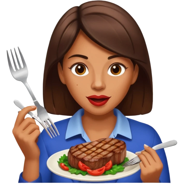 Woman eating steaks emoji
