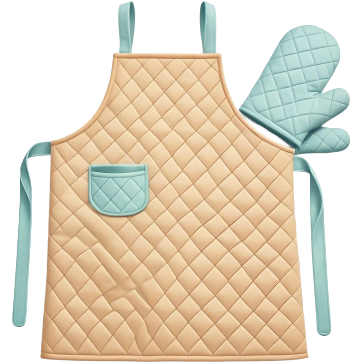 Cinematic Realistic Apron & Oven Mitts, a neatly folded soft pastel apron with subtle fabric textures, resting next to thickly padded oven mitts with a quilted pattern, warm golden kitchen lighting reflecting off the fabrics, evoking a sense of homely warmth and culinary creativity. emoji
