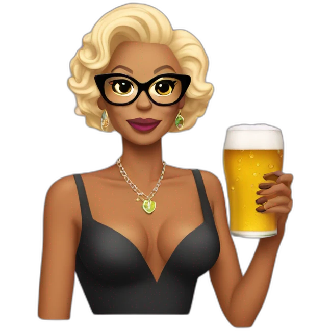 Rupaul drinking beer emoji