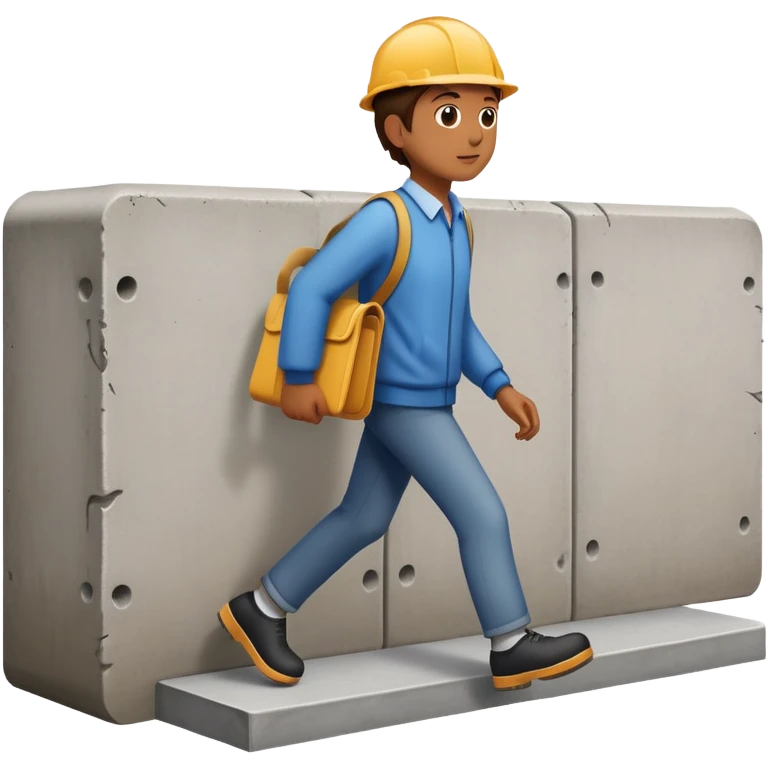 Person going around a wall or barrier instead of through it emoji