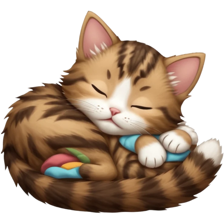 dark brown tabby and white kitten sleeping upside down on its back emoji