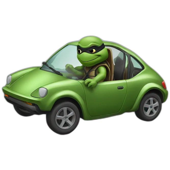 Tortue ninja dans voiture volante emoji