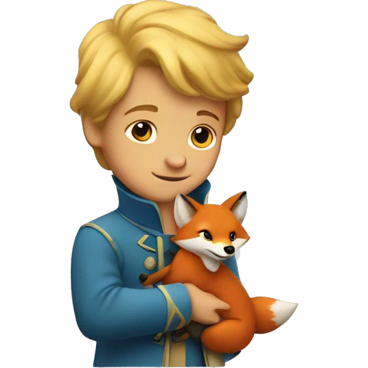 A little prince holds a fox in his arms emoji