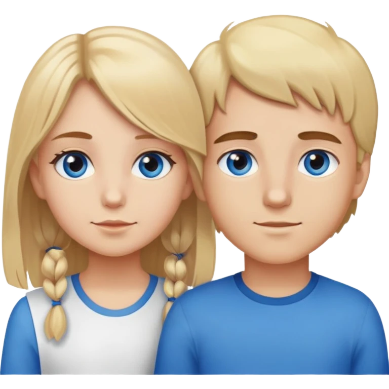 Brother and sister, brother has brown eyes and hair and sister has blond hair and blue eyes emoji