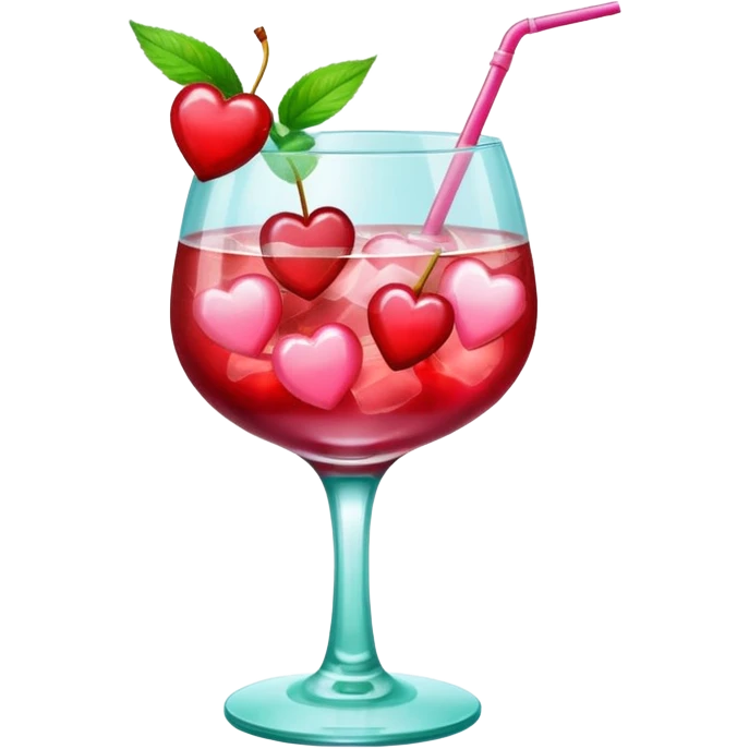 galentines red and pink cocktail with heart cherry emoji