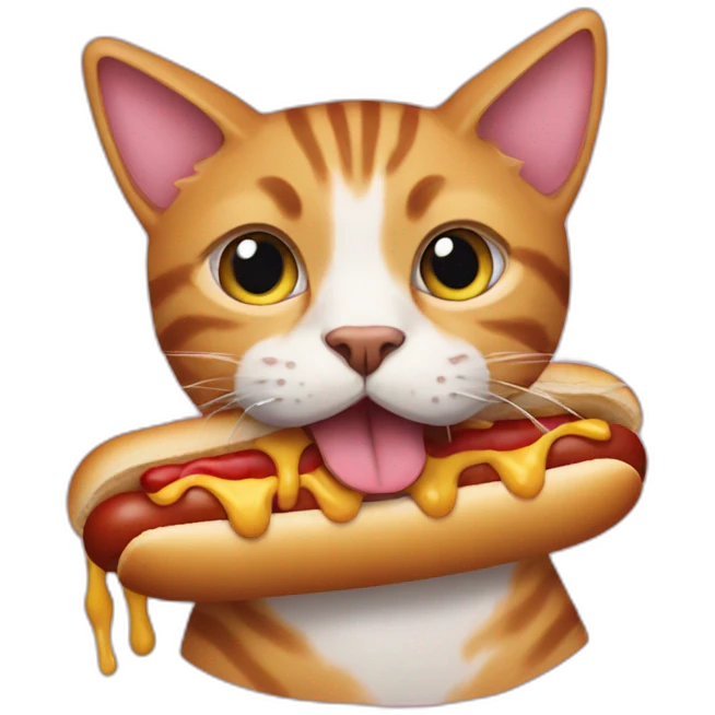 Cat eating hotdog emoji