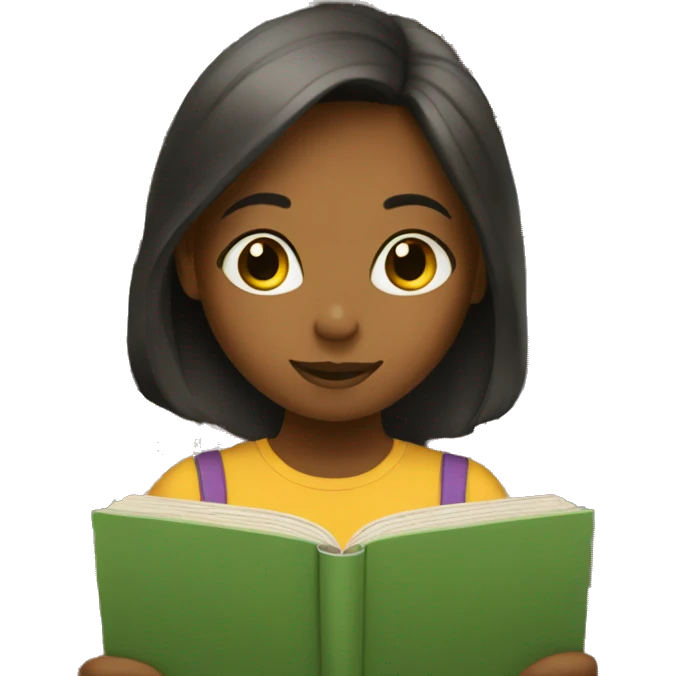 Girl reading at a library emoji