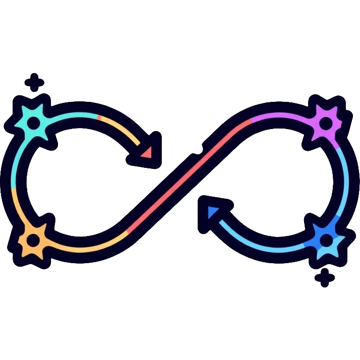 DevOps infinity symbol with code and gears representing continuous integration and deployment emoji
