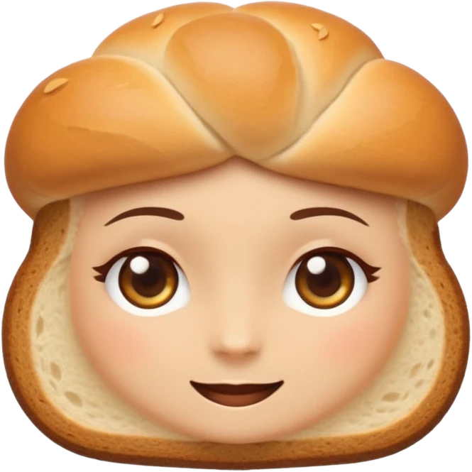 Sexy Bread emoji avatar, cute and minimalistic style, warm eyes and gentle smile, flat design, soft shapes, clean modern look, highly recognizable at small sizes, centered composition, transparent or solid background, app icon quality. emoji