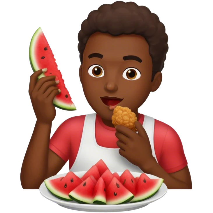 Black guy eating fried chicken and watermelon emoji