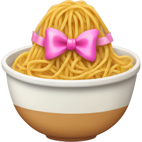 Spaghetti in a bowl with pink bow emoji