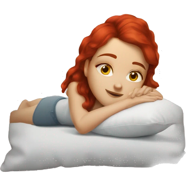 white brunette girl red hair laying down on pillow  emoji