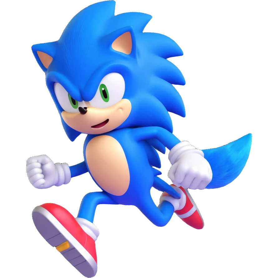 Sonic the Hedgehog, 3D style, shiny blue fur, dynamic action pose emoji
