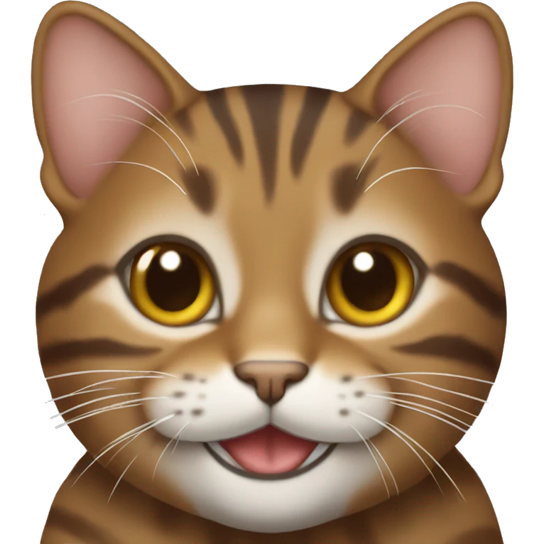 Realistic brown tabby cat smiling emoji
