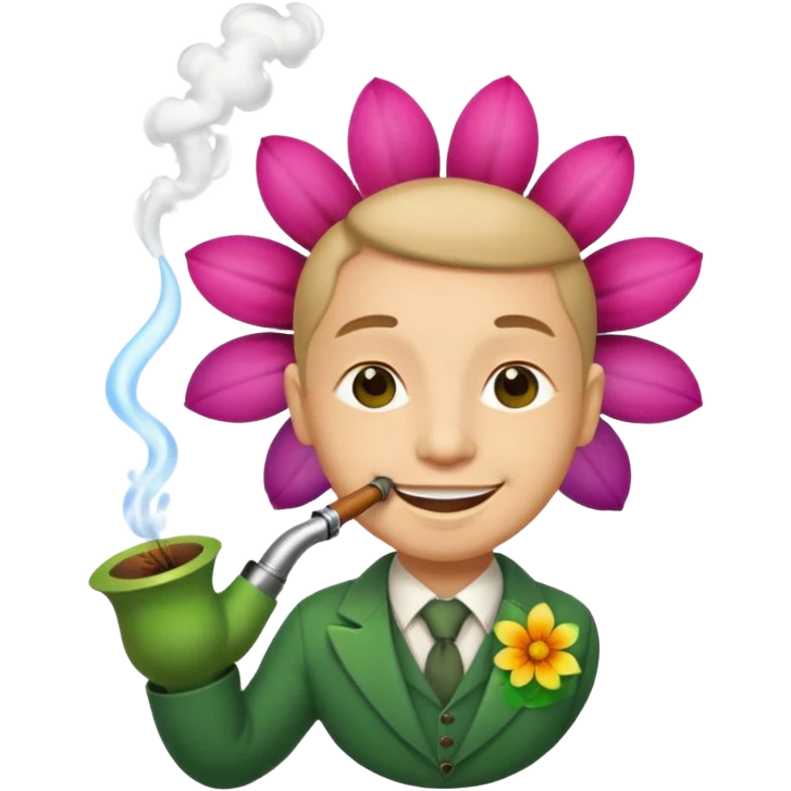 smiling flower smoking a pipe emoji