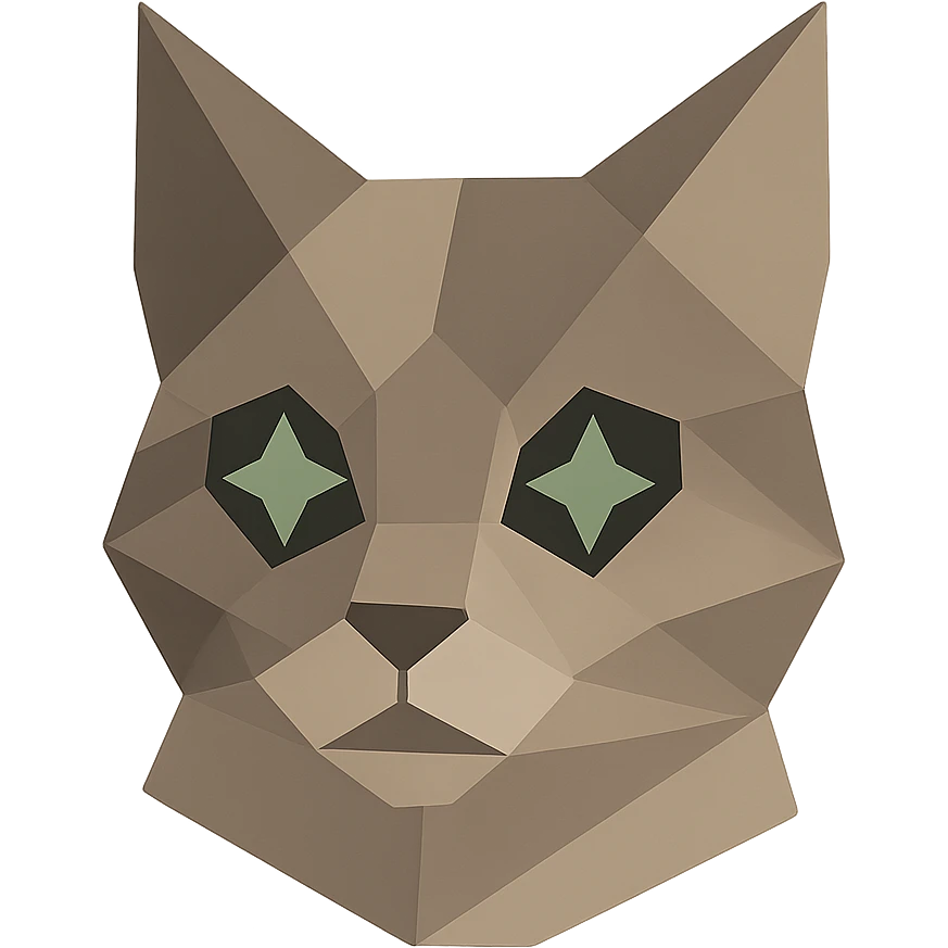 cat with charm eyes as a minimalist geometric logo emoji
