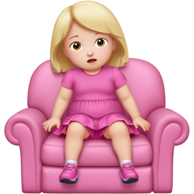 Little Girl falling off of a chair while standing up on it she is fat but not too fat and is wearing pink clothes emoji