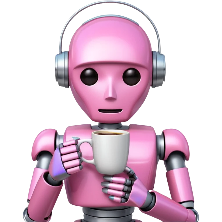 pink robot drink coffee emoji