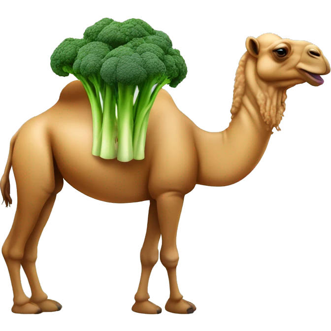 Camel with a broccolini head emoji