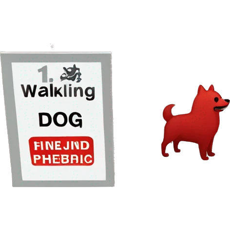 red spitz dog pooping next to a sign "dog walking prohibited" emoji