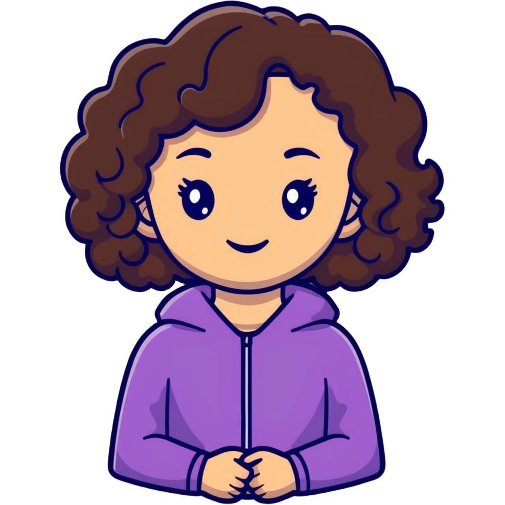 Black girl with dark brown curly hair emoji