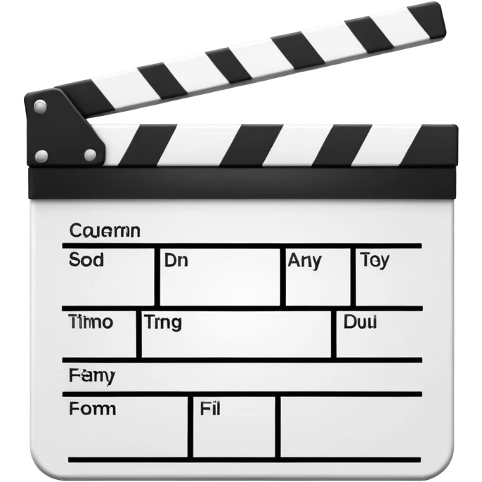 open clapperboard outline from front view, only black lines, no fill emoji