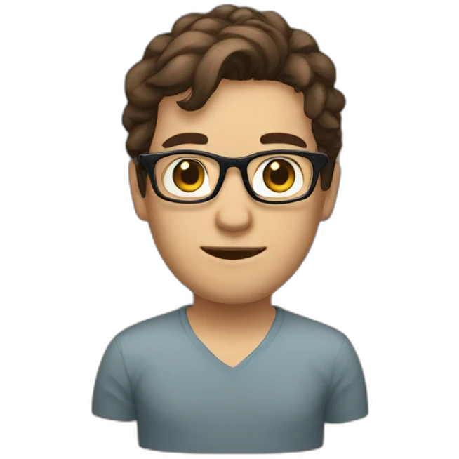 Python Dev brown hair, glasses emoji