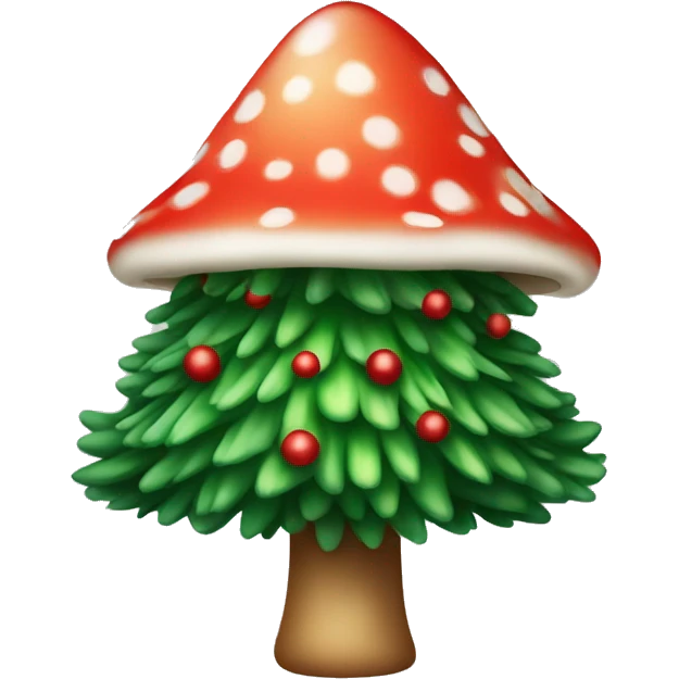 A Christmas tree, but instead of toys, fly agaric emoji