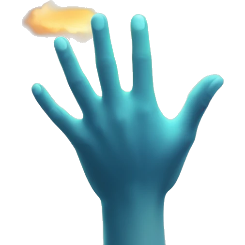 glowing hand stretching out from a cloud emoji