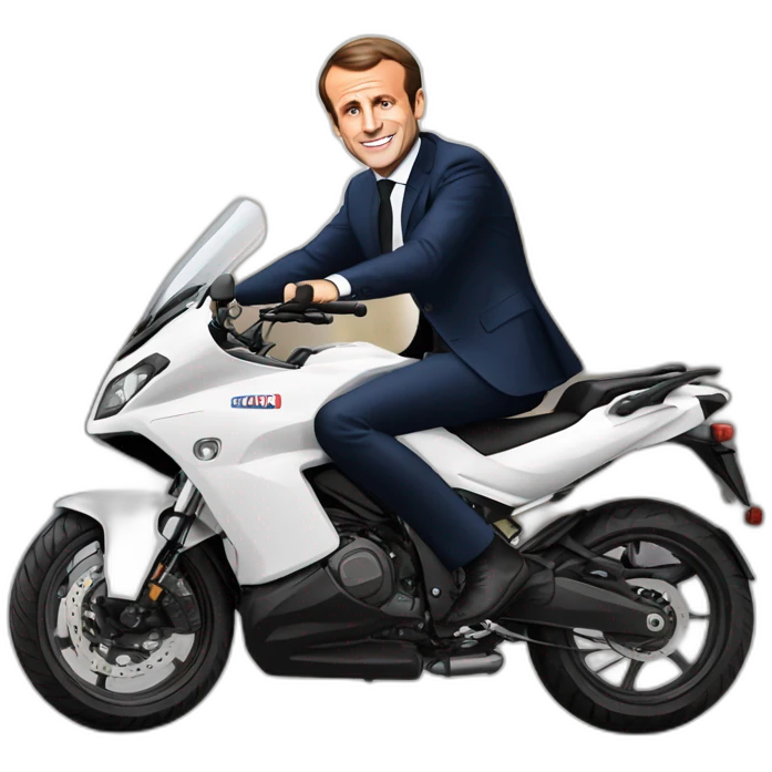 Emmanuel macron sur une moto emoji