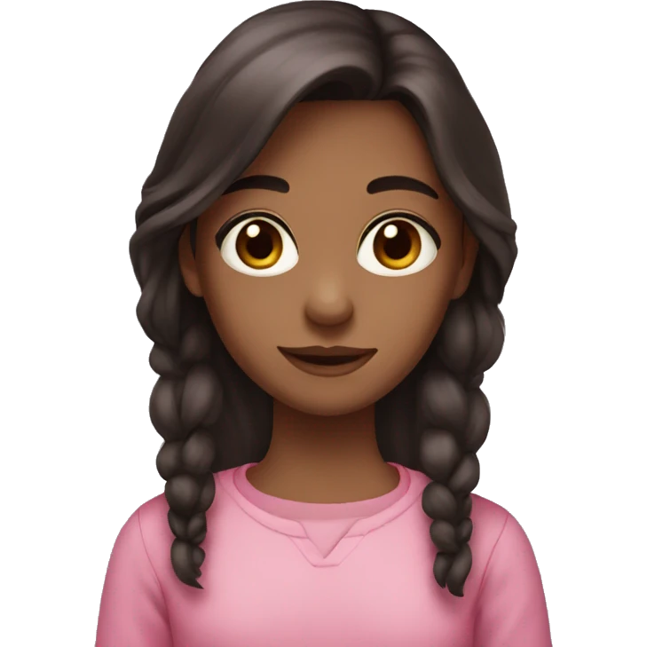 Girl with pink clothes,dark brown long hair ,big brown eyes emoji