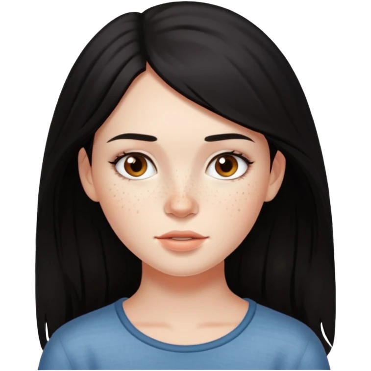 Dark haired Pretty Girl with visible freckles emoji