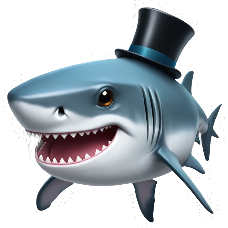 Shark with a top hat emoji