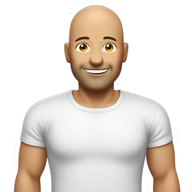 smiling bald men middle age with tshirt emoji