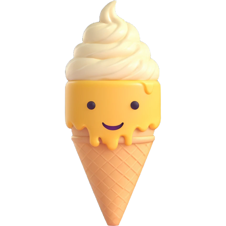friendly smooth detailed vanilla ice cream 3D emoji style emoji