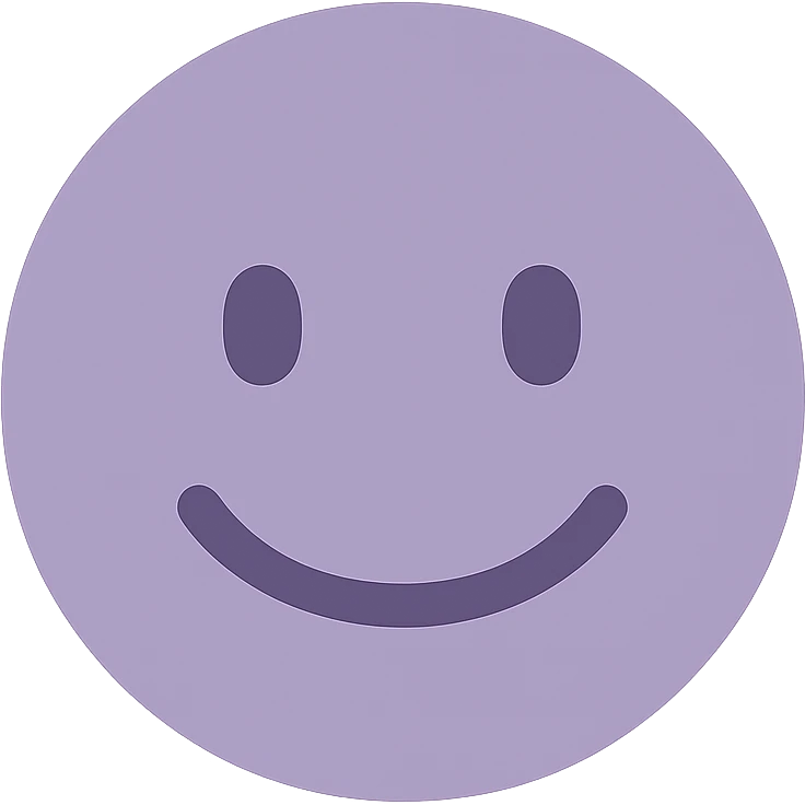 A dull purple a reassured face emoji